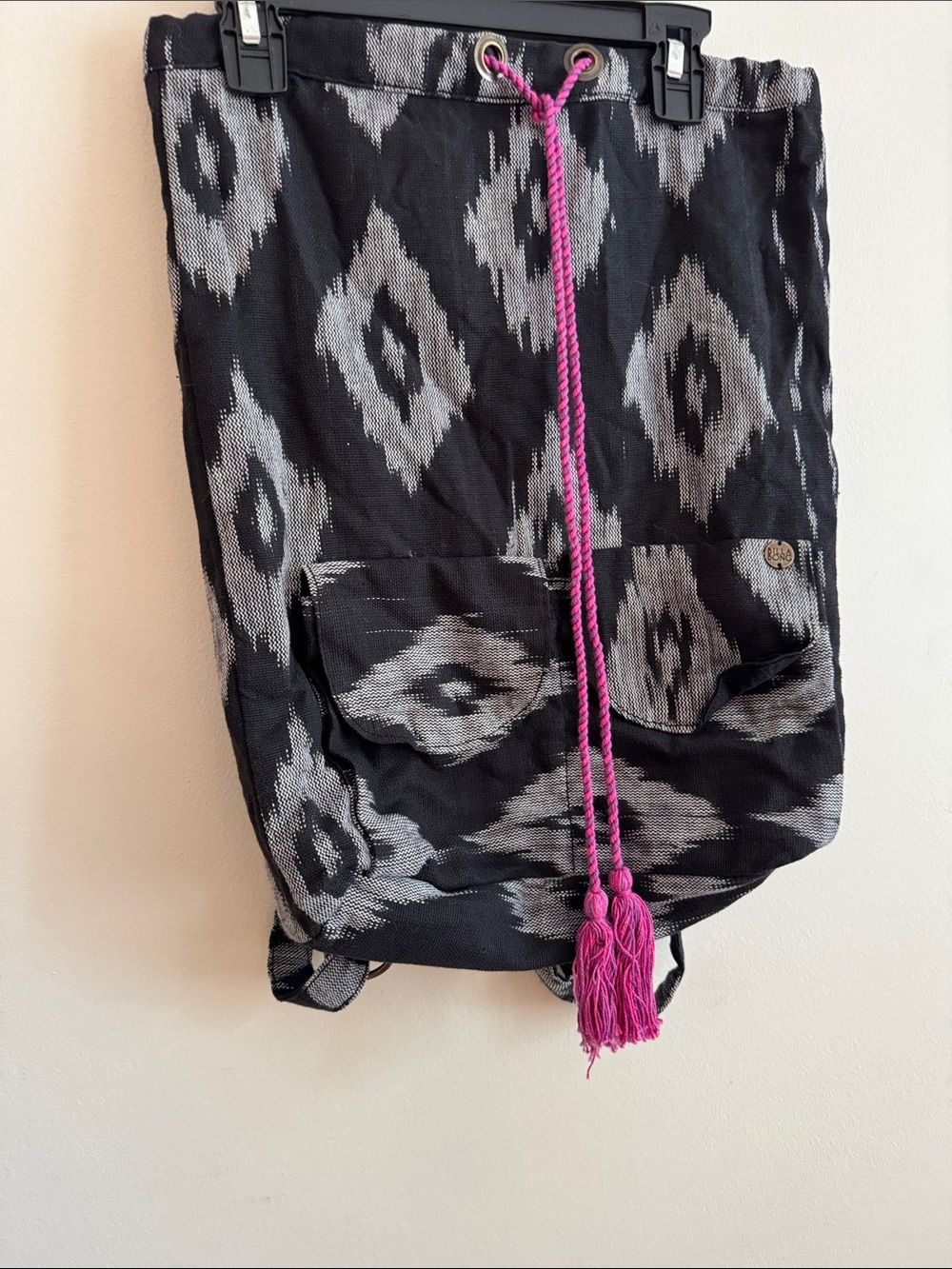 Billabong Black and White Woven Ikat Pocket Tote